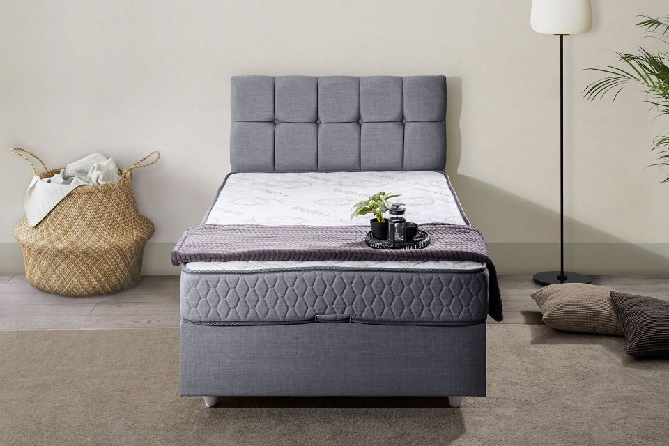 Berlin Baza Başlık Comfort Yatak Seti 90 x 190 - Gri