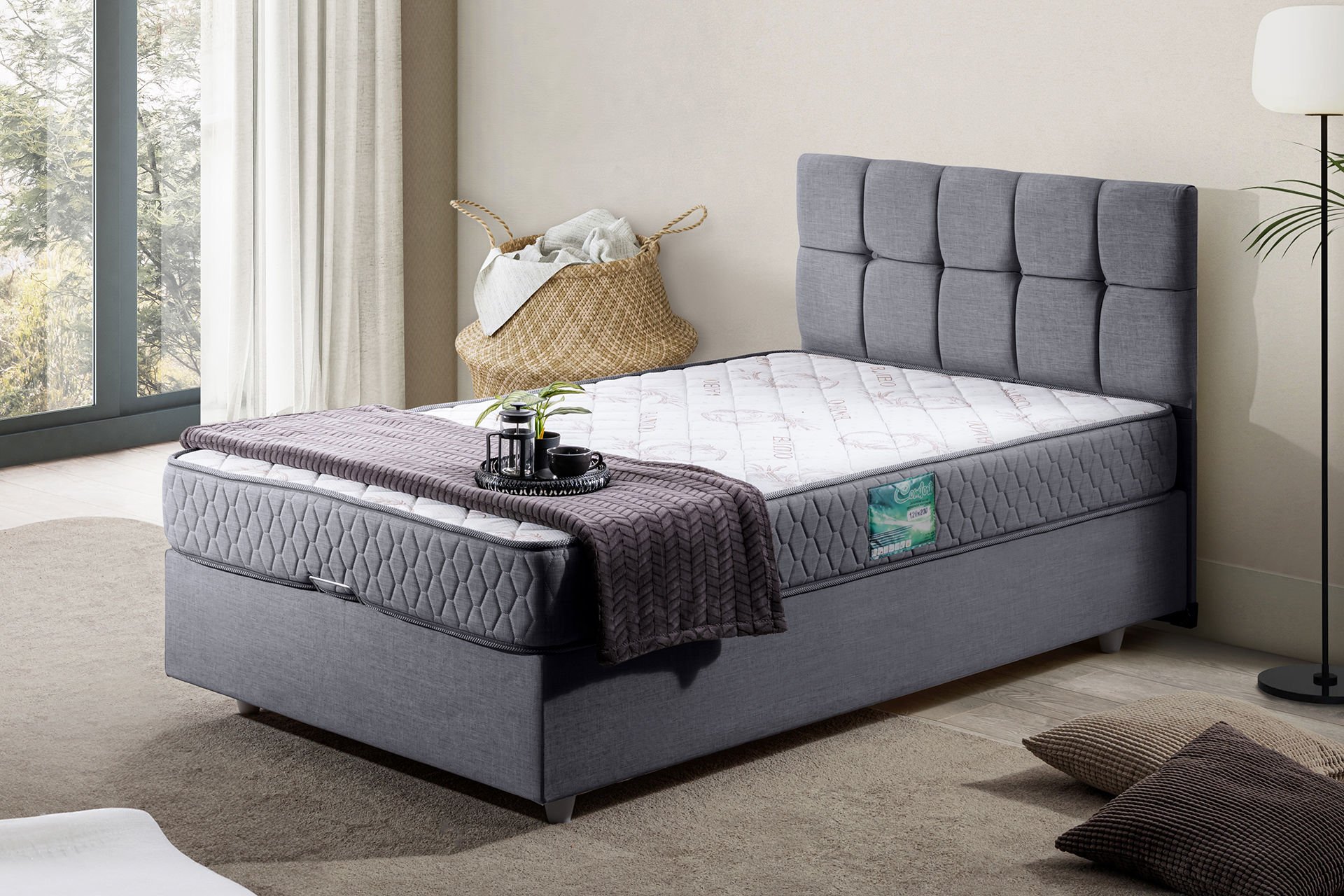 Berlin Baza Başlık Comfort Yatak Seti 100 x 200 - Gri