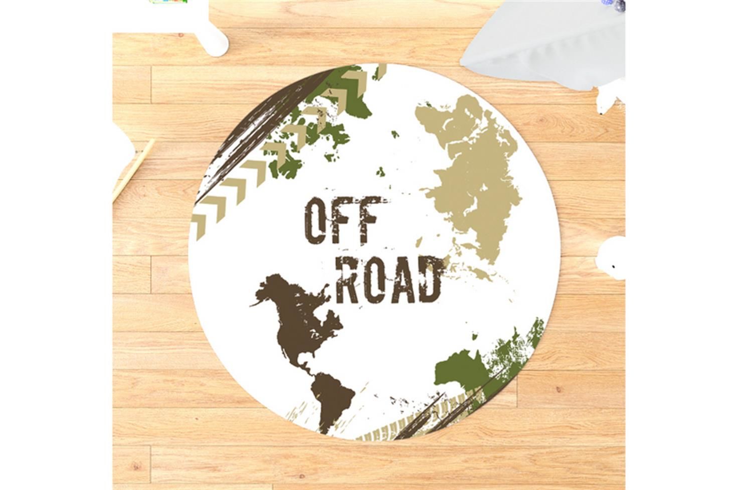 Offroad Çocuk Odası Takımı Uyumlu Yuvarlak Kaydırmaz Halı 160x160