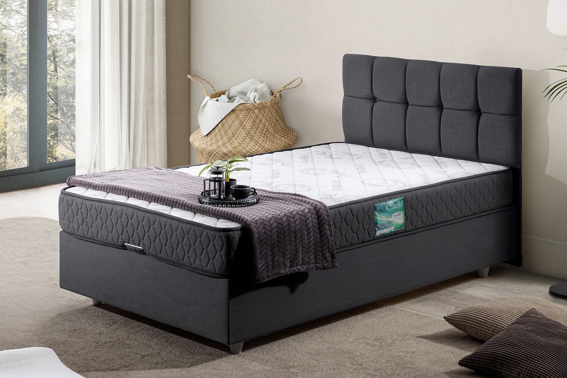 Berlin Baza Başlık Comfort Yatak Seti 120 x 200 - Antrasit