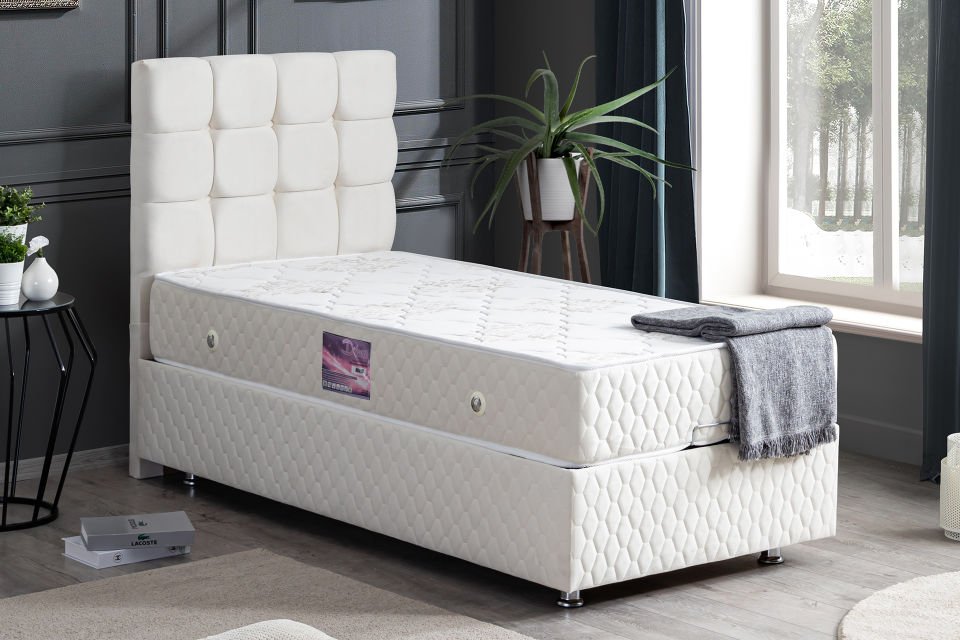 Duke Baza Başlık Deluxe Yatak Seti 90 x 190 - Krem