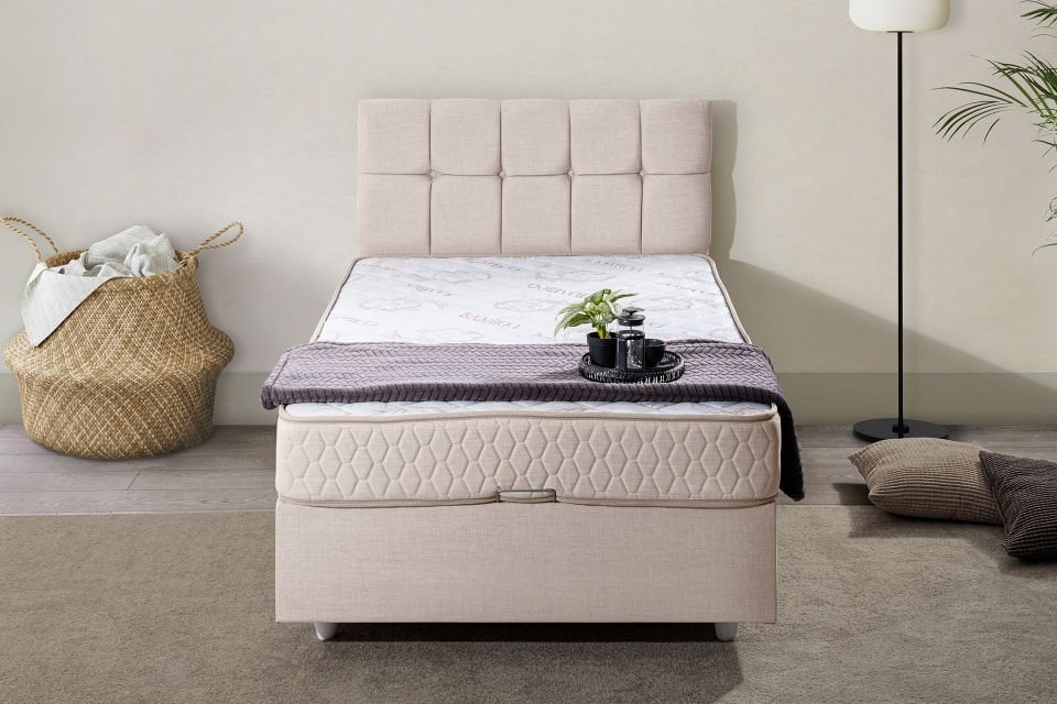 Berlin Baza Başlık Comfort Yatak Seti 90 x 190 - Krem