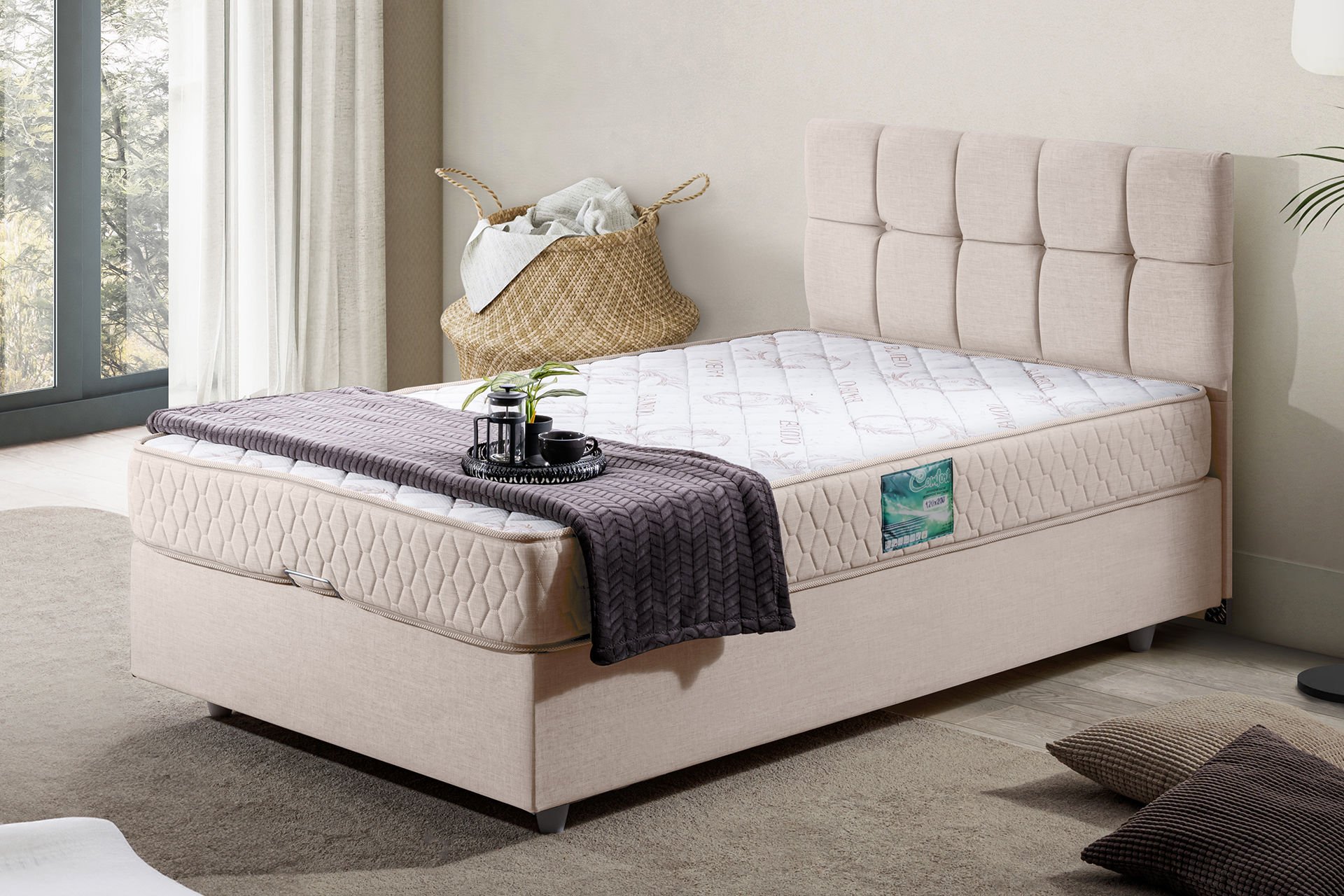 Berlin Baza Başlık Comfort Yatak Seti 120 x 200 - Krem
