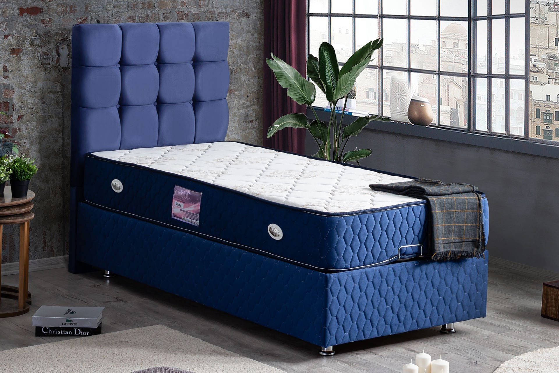 Duke Baza Başlık Deluxe Yatak Seti 90 x 190 - Lacivert