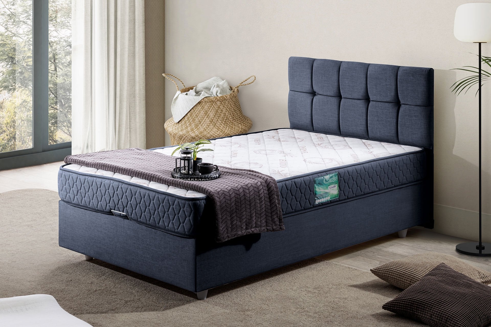 Berlin Baza Başlık Comfort Yatak Seti 90 x 190 - Lacivert