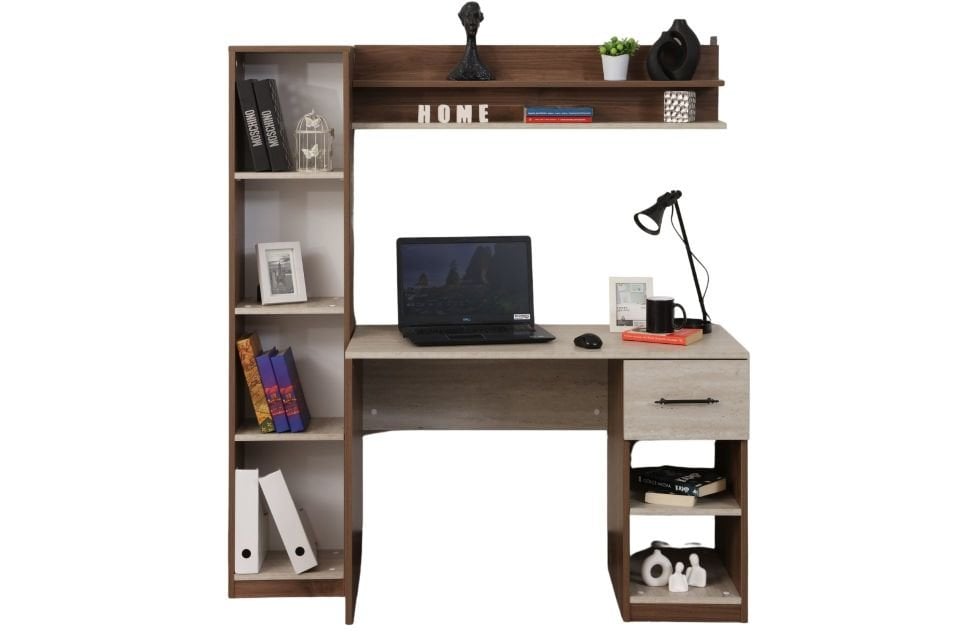 Blesk Kitaplıklı Raflı Çalışma Masası