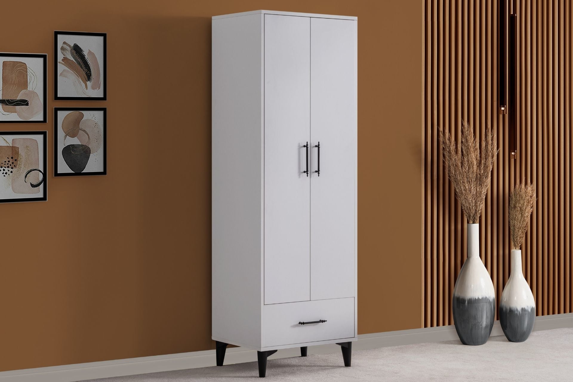 Blesk 2 Kapaklı Çekmeceli Askılıklı Dolap