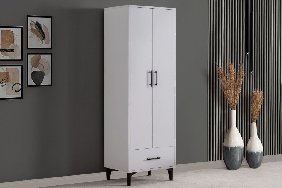 Blesk 2 Kapaklı Çekmeceli Raflı Dolap