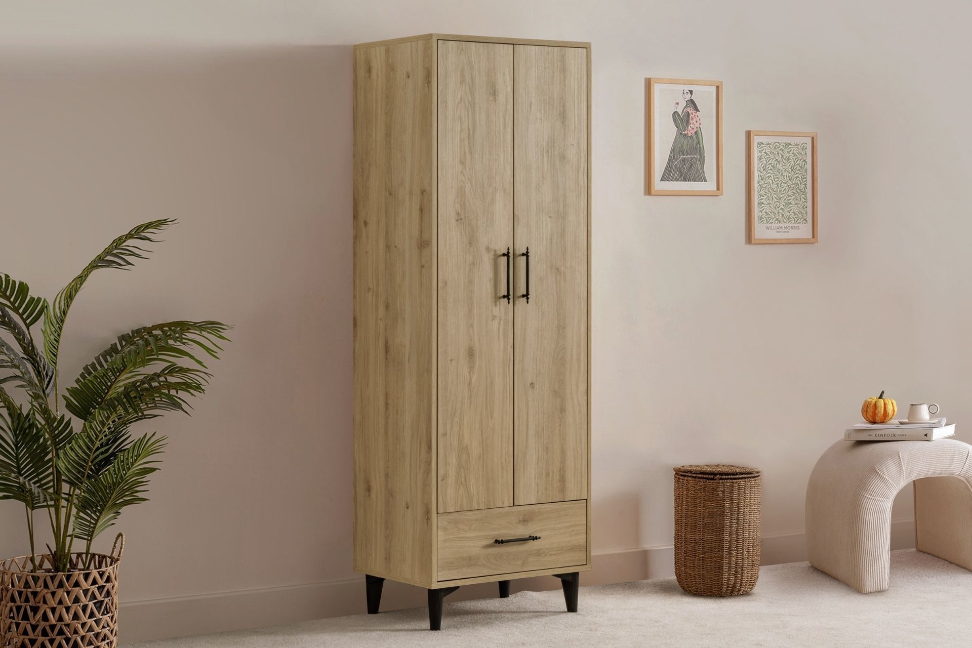 Blesk 2 Kapaklı Çekmeceli Raflı Dolap