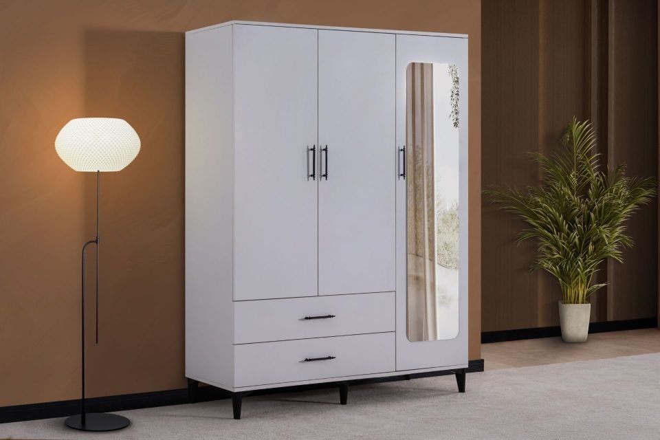 Blesk 3 Kapaklı, Aynalı Çekmeceli Dolap