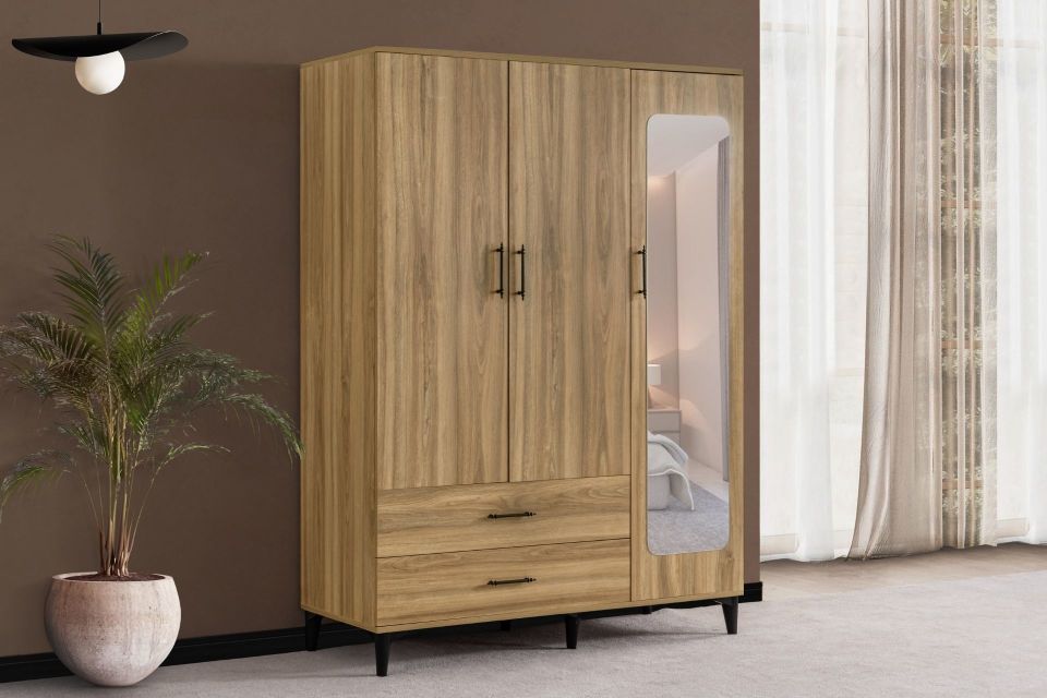 Blesk 3 Kapaklı, Aynalı Çekmeceli Dolap