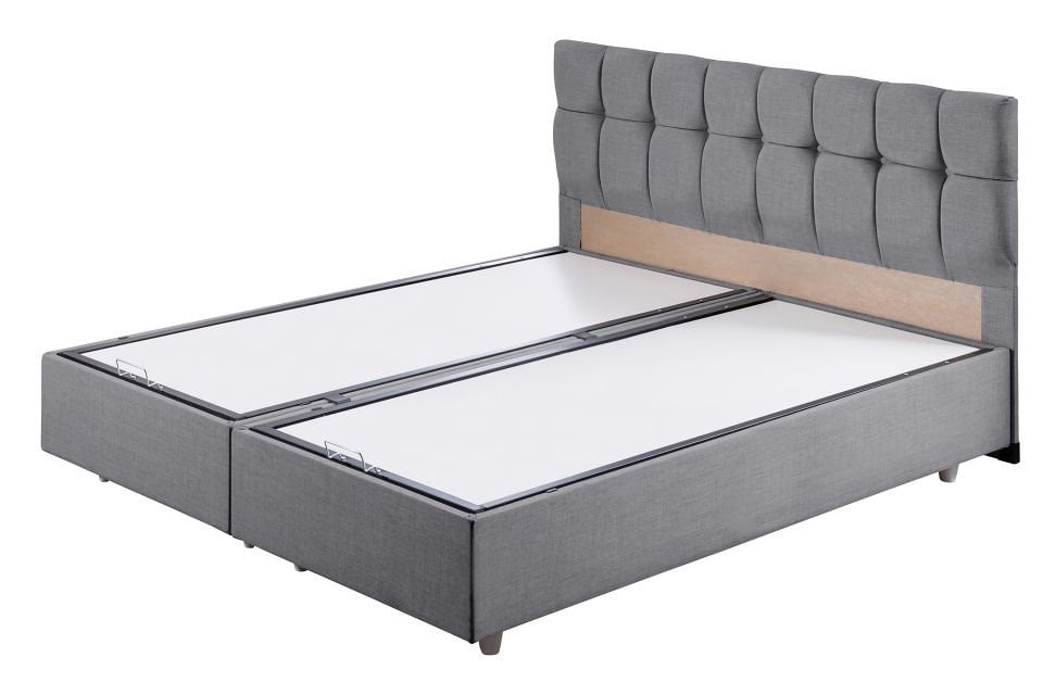 Berlin Çift Kişilik Baza Başlık Letto Yatak Seti 180 x 200 - Gri
