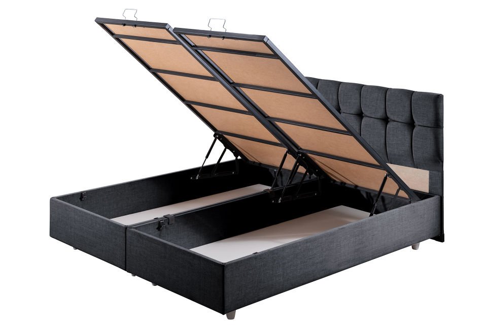 Berlin Çift Kişilik Baza Başlık Letto Yatak Seti 150 x 200 - Antrasit