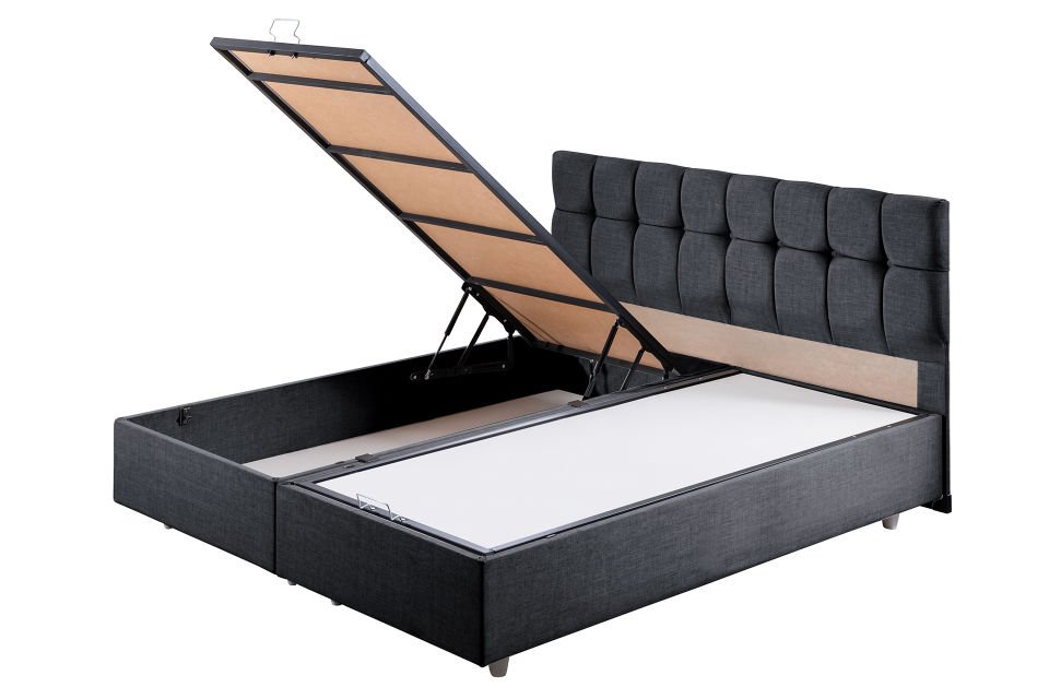 Berlin Çift Kişilik Baza Başlık Letto Yatak Seti 180 x 200 - Antrasit