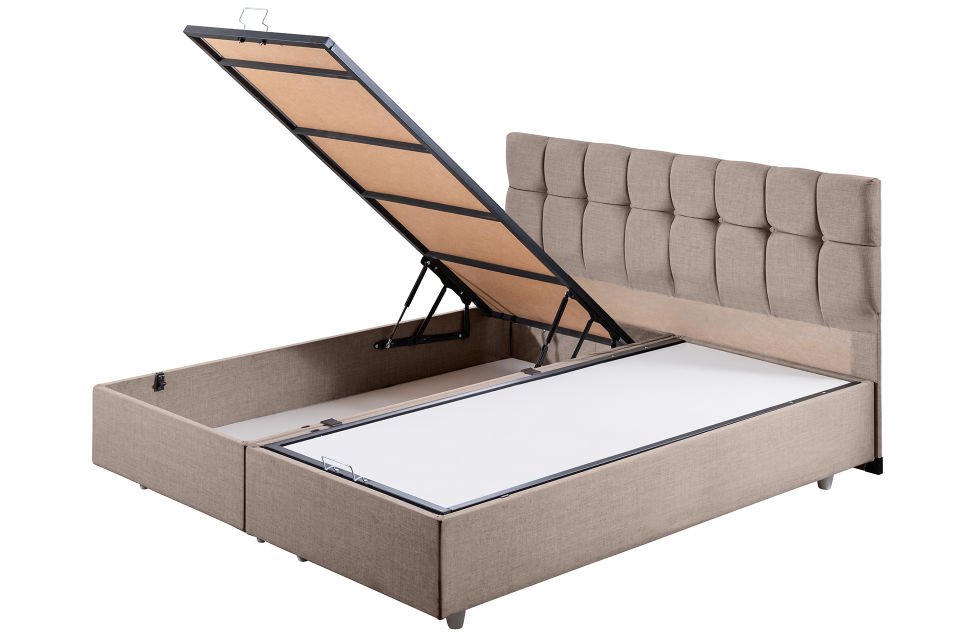 Berlin Çift Kişilik Baza Başlık Letto Yatak Seti 140 x 190 - Kahve