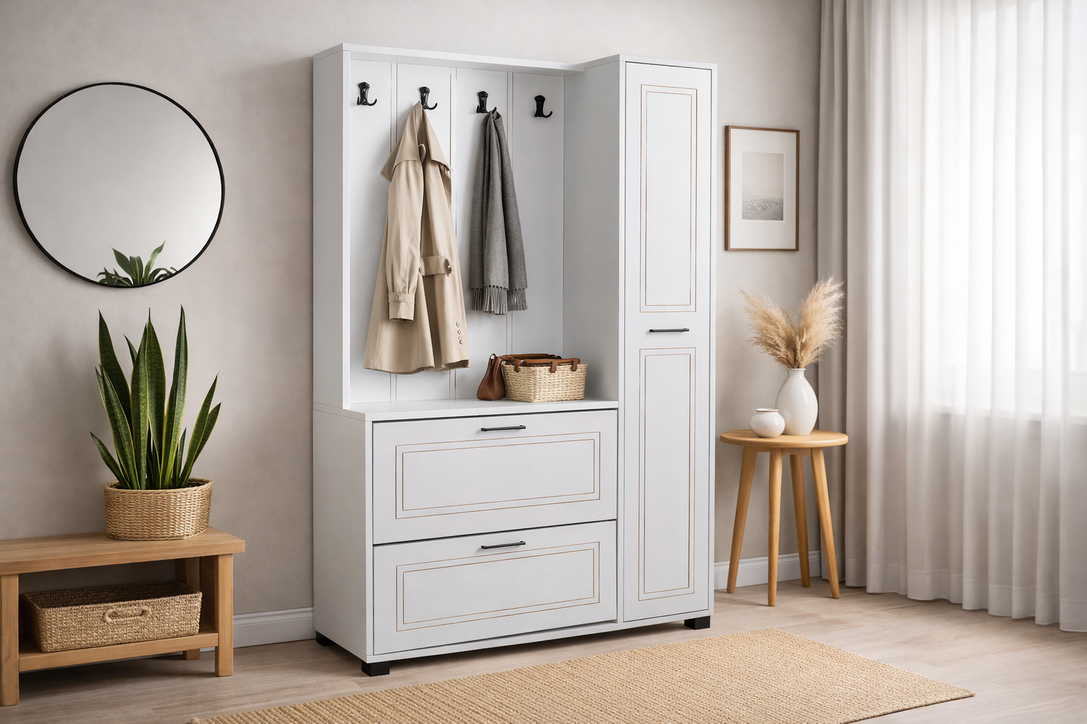 Milas 2 Düşer Kapaklı Askılıklı Portmanto