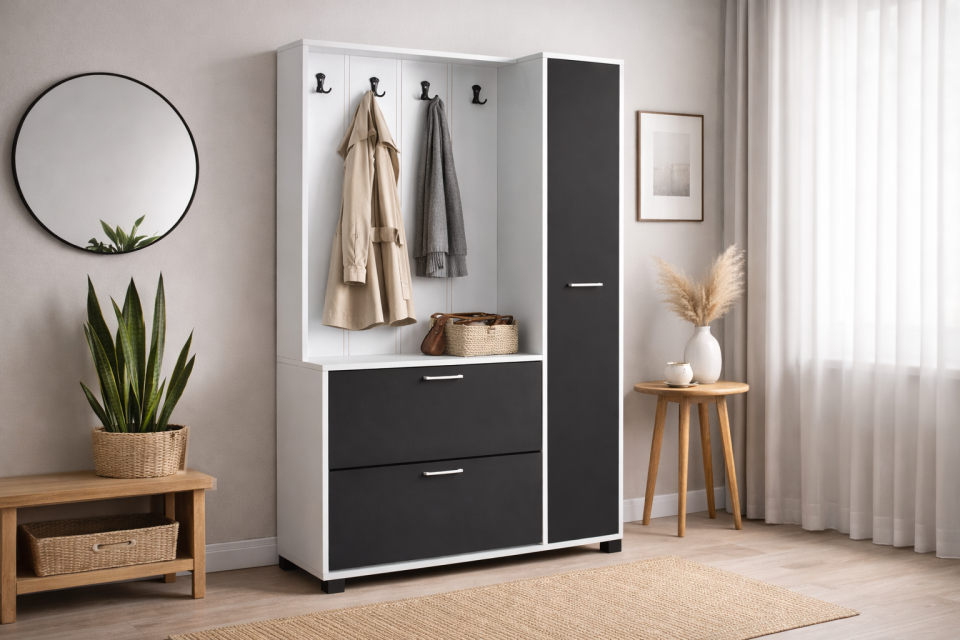 Milas 2 Düşer Kapaklı Askılıklı Portmanto