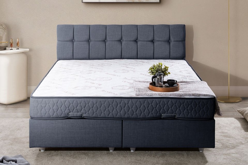 Berlin Çift Kişilik Baza Başlık Letto Yatak Seti 160 x 200 - Lacivert