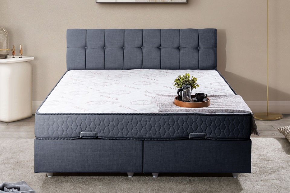 Berlin Çift Kişilik Baza Başlık Letto Yatak Seti 180 x 200 - Lacivert