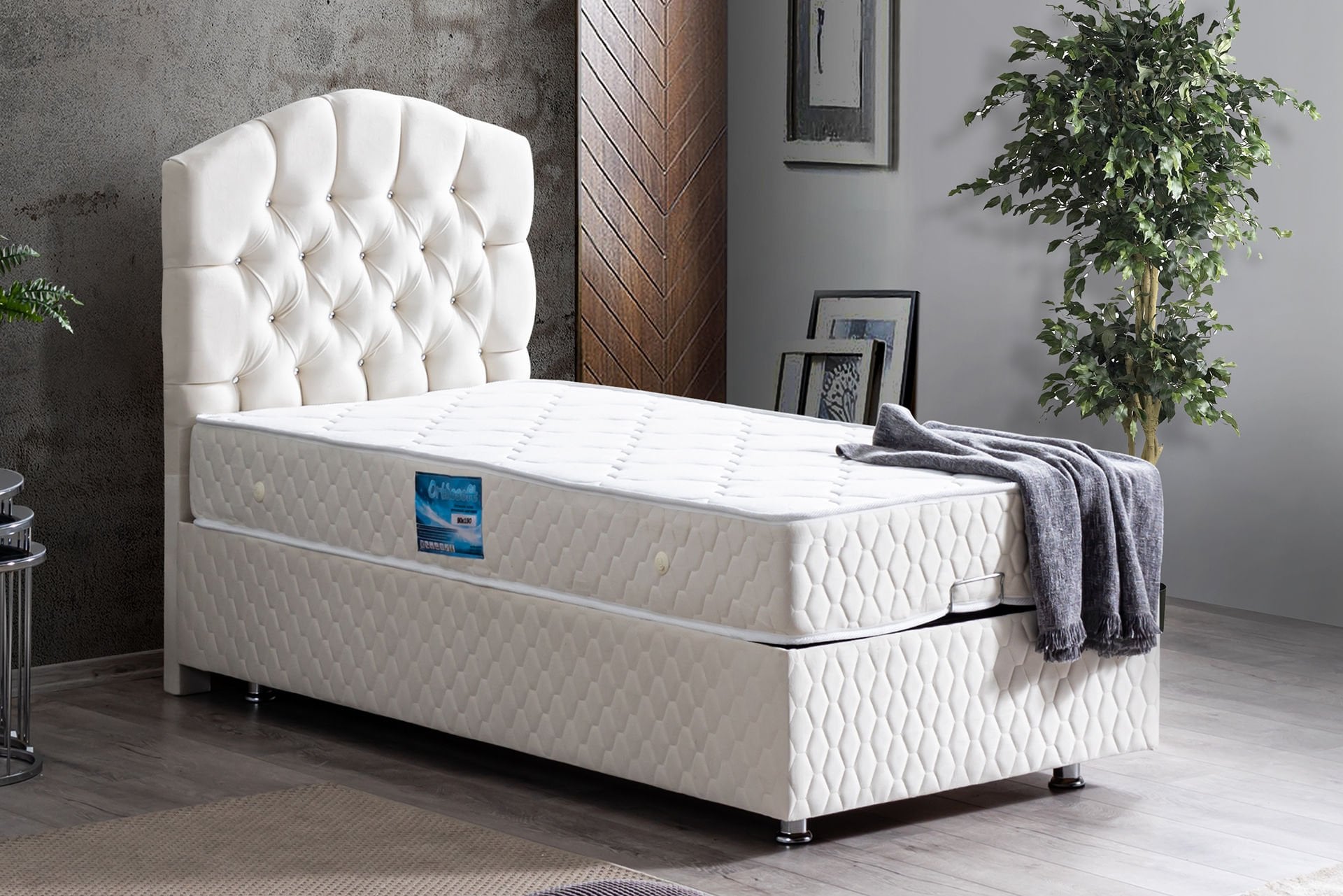 Zümrüt Baza Başlık Ortho Soft Yatak Seti 90 x 200 - Krem