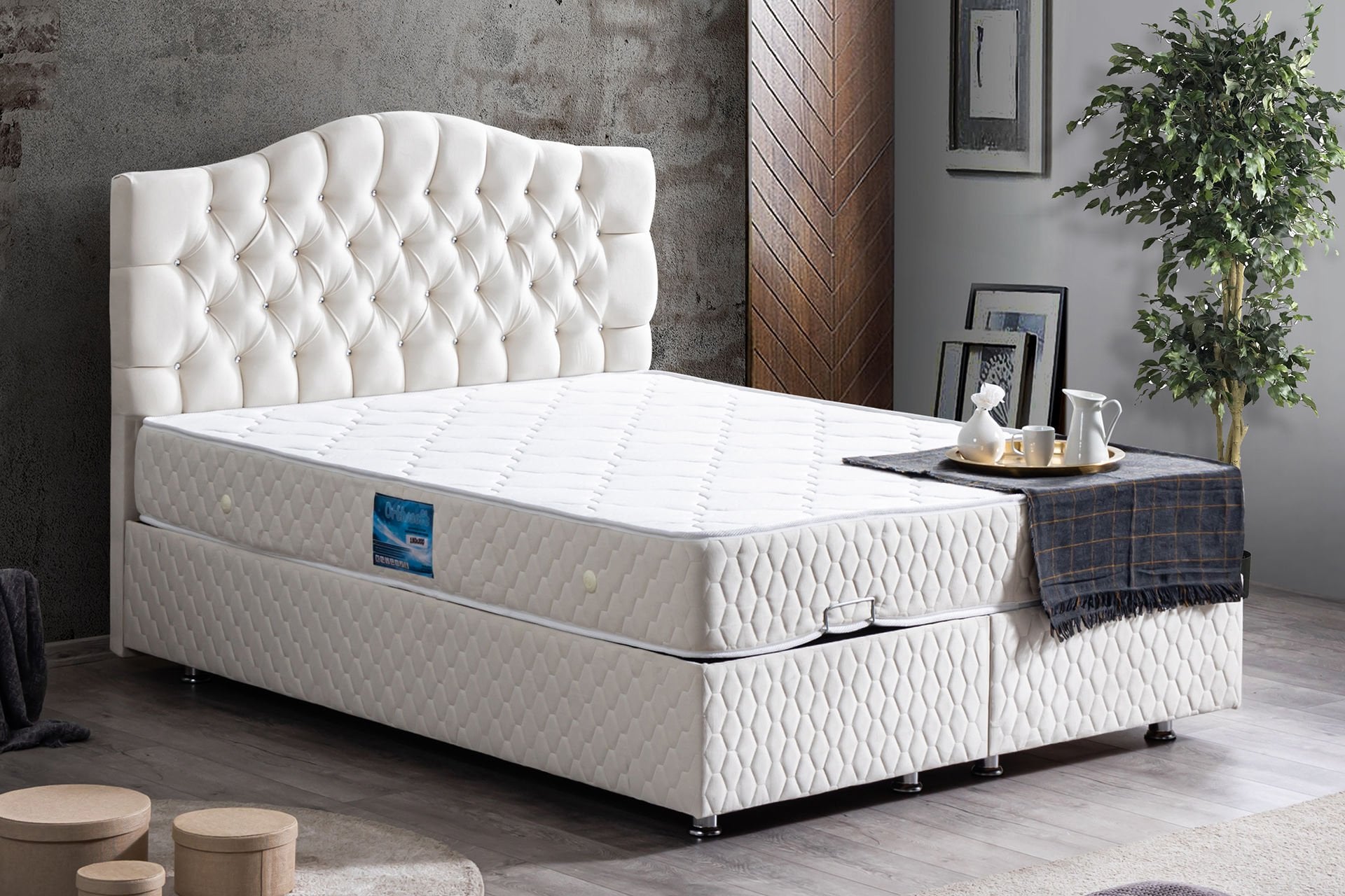 Zümrüt Baza Başlık Ortho Soft Yatak Seti 150 x 200 - Krem