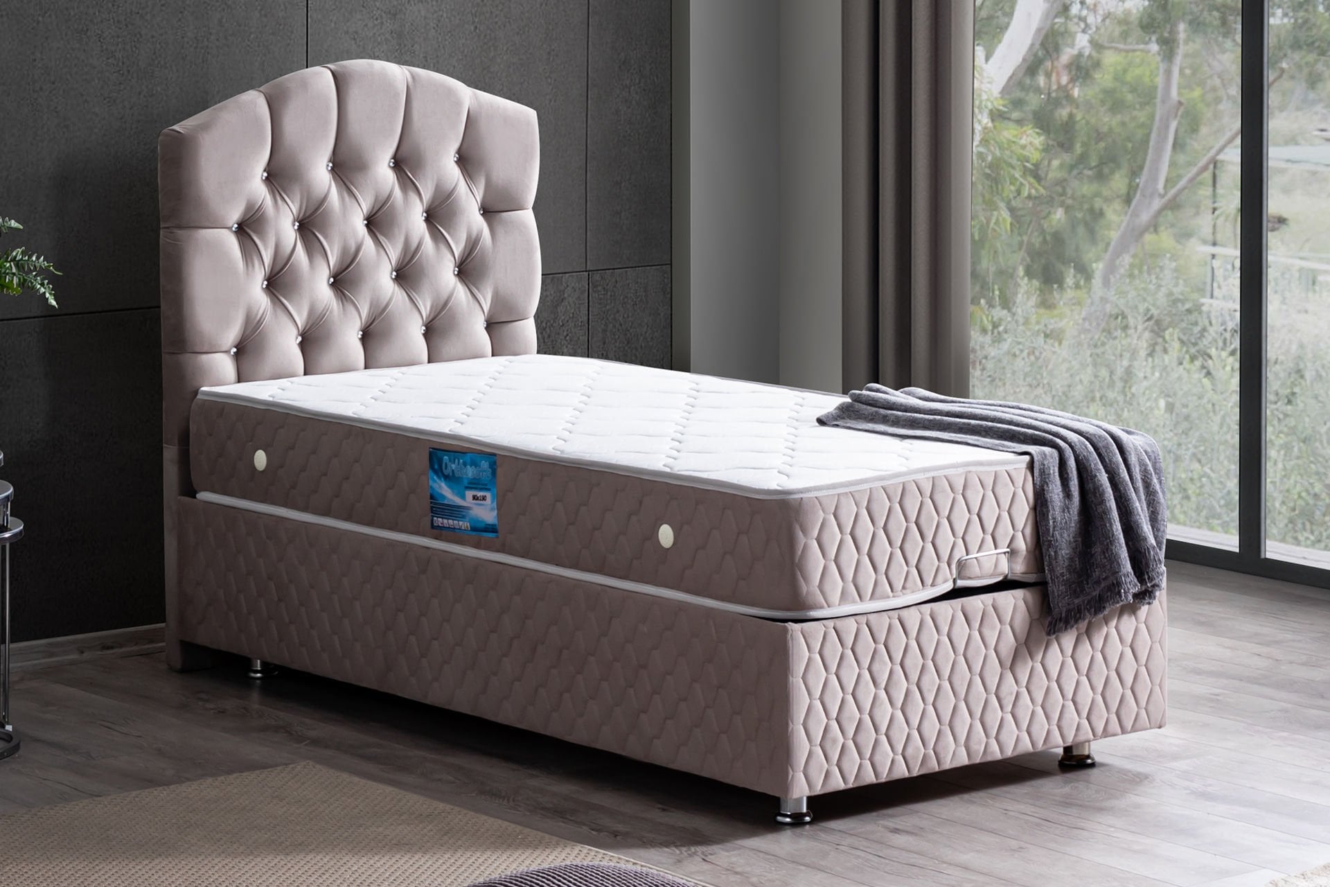 Zümrüt Baza Başlık Ortho Soft Yatak Seti 120 x 200 - Gri