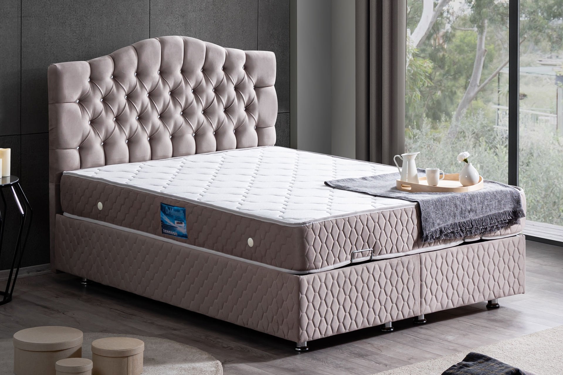 Zümrüt Baza Başlık Ortho Soft Yatak Seti 150 x 200 - Gri