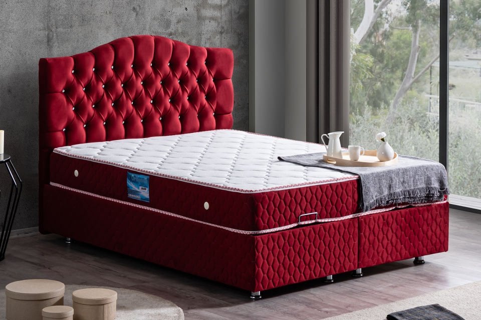 Zümrüt Baza Başlık Ortho Soft Yatak Seti 140 x 190 - Bordo