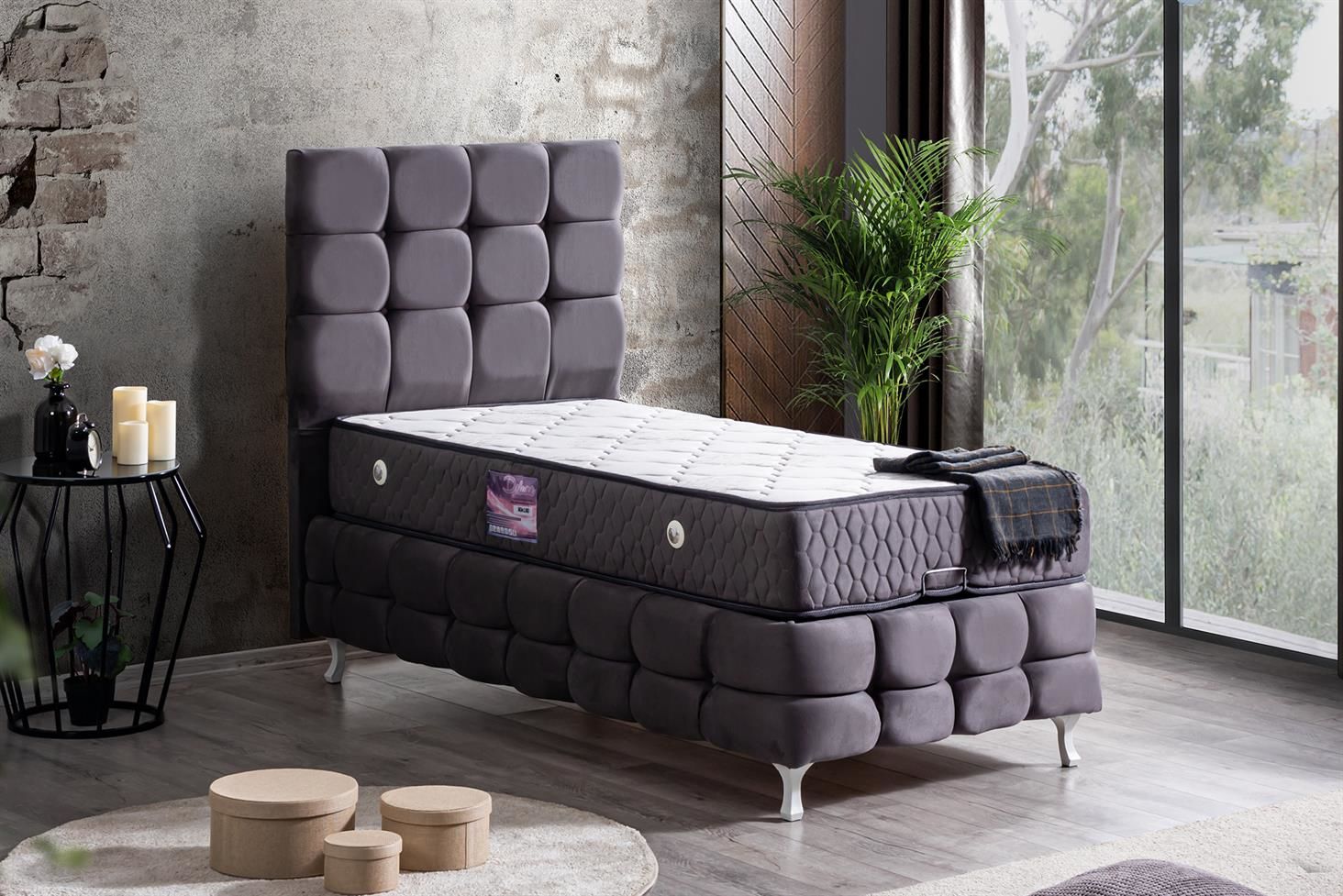 Duke Lux Baza Başlık Deluxe Yatak Seti 100 x 200 - Antrasit