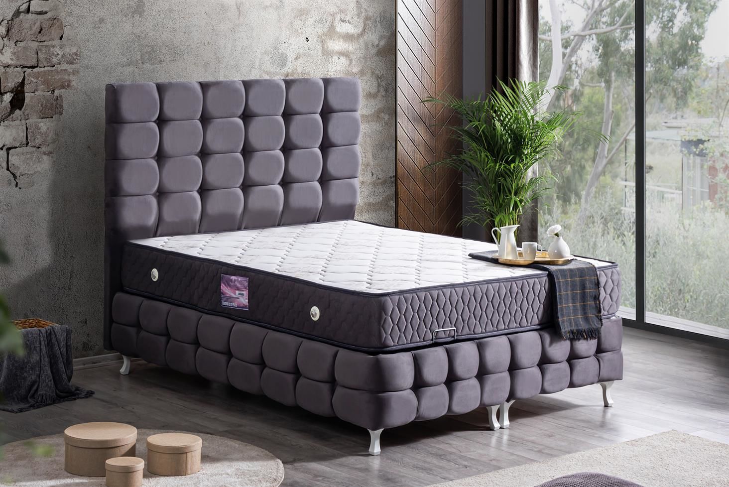 Duke Lux Baza Başlık Deluxe Yatak Seti 150 x 200 - Antrasit