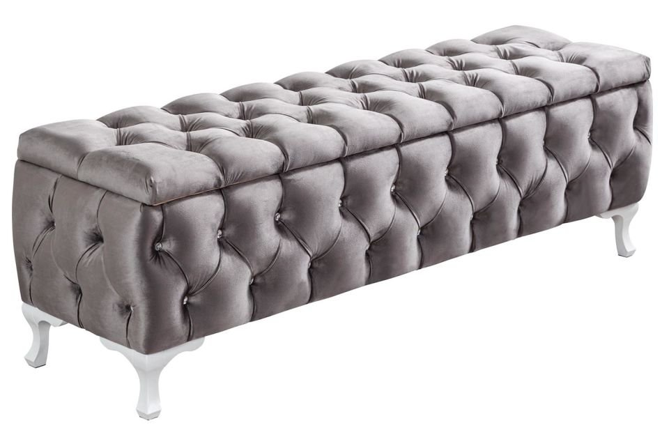 Yatak Ucu Pufu, Cappy Bench, Sandıklı Ayakucu Pufu Gri - 40x50x90