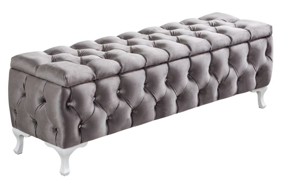 Yatak Ucu Pufu, Cappy Bench, Sandıklı Ayakucu Pufu Gri - 40x50x120