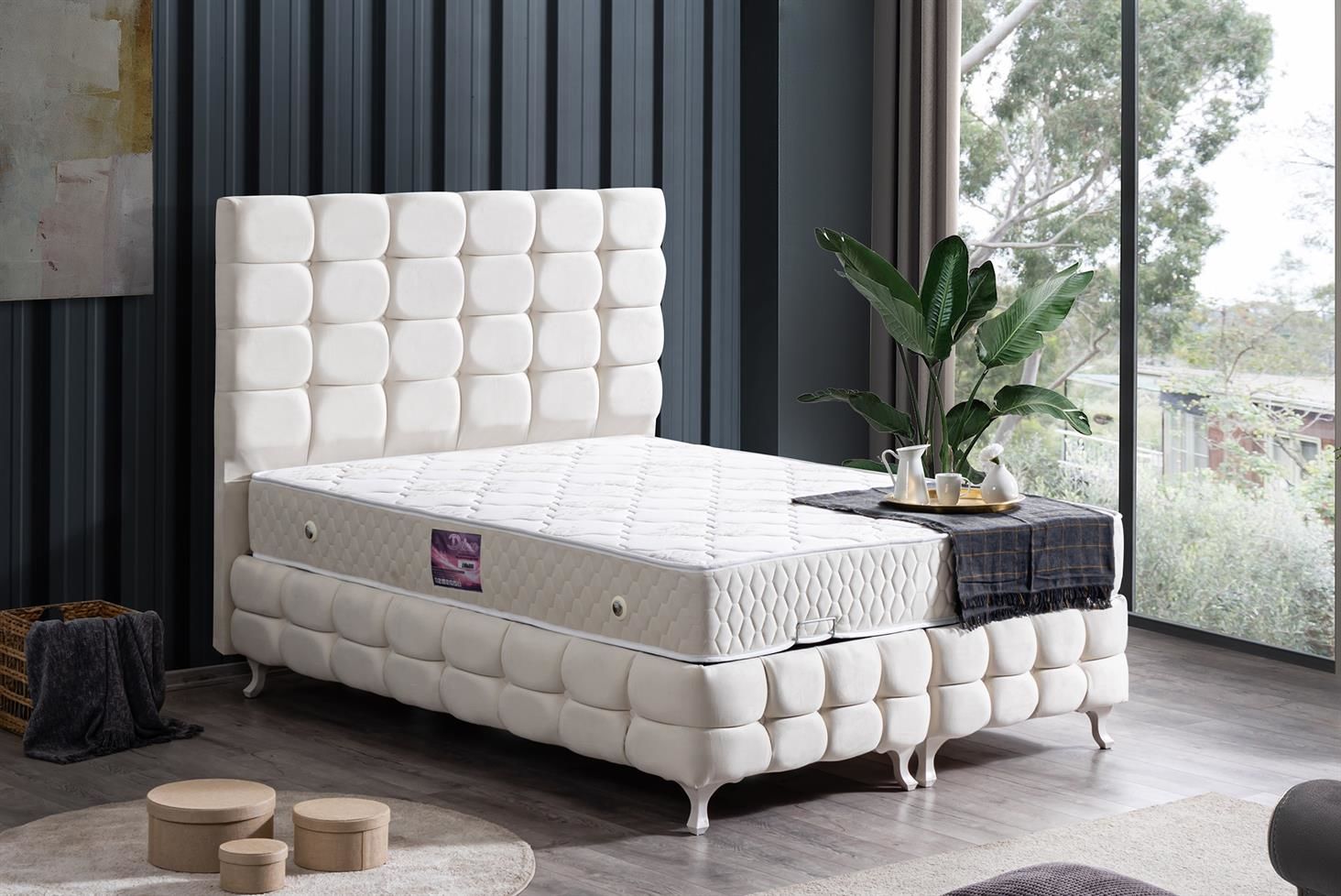 Duke Lux Baza Başlık Deluxe Yatak Seti 140 x 190 - Krem