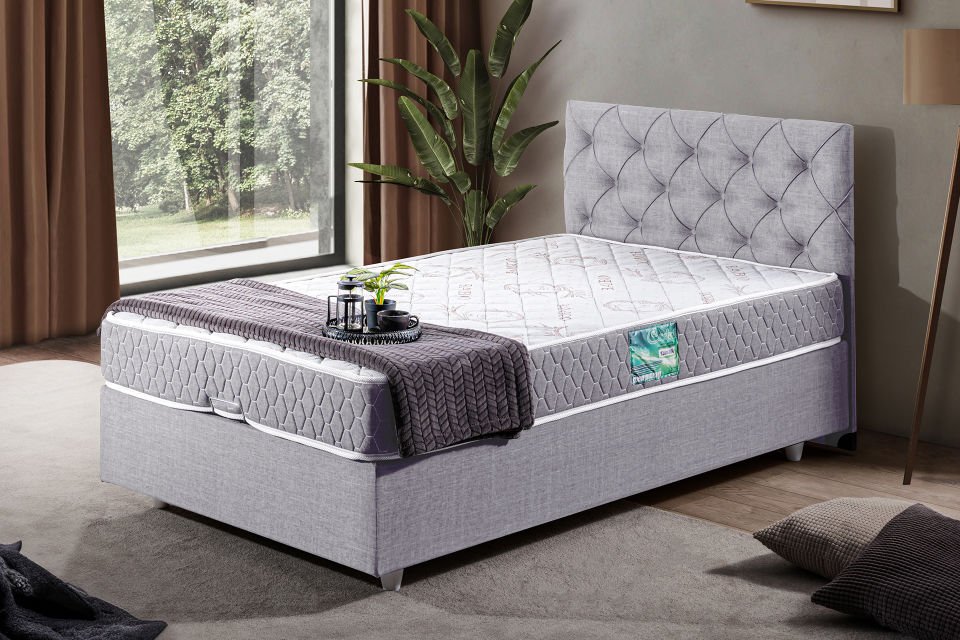 Eylül Baza Başlık Comfort Yatak Seti 100 x 200 - Açık Gri