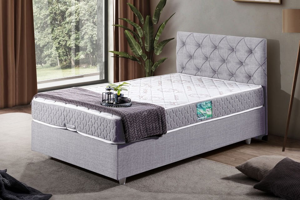 Eylül Baza Başlık Comfort Yatak Seti 120 x 200 - Açık Gri