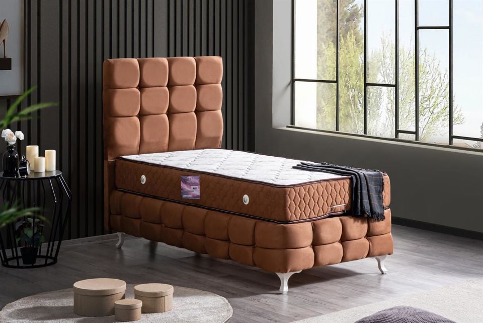 Duke Lux Baza Başlık Deluxe Yatak Seti 100 x 200 - Açık Kahve