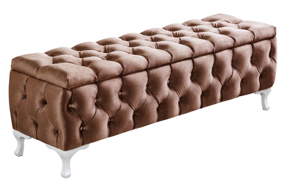 Yatak Ucu Pufu, Cappy Bench, Sandıklı Ayakucu Pufu Açık Kahverengi - 40x50x160