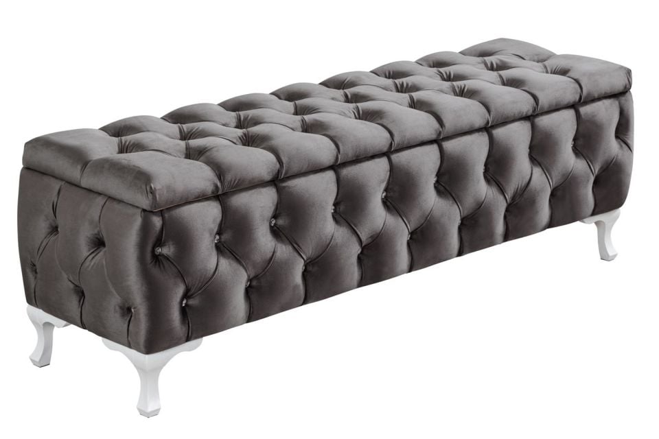 Yatak Ucu Pufu, Cappy Bench, Sandıklı Ayakucu Pufu Antrasit - 40x50x100