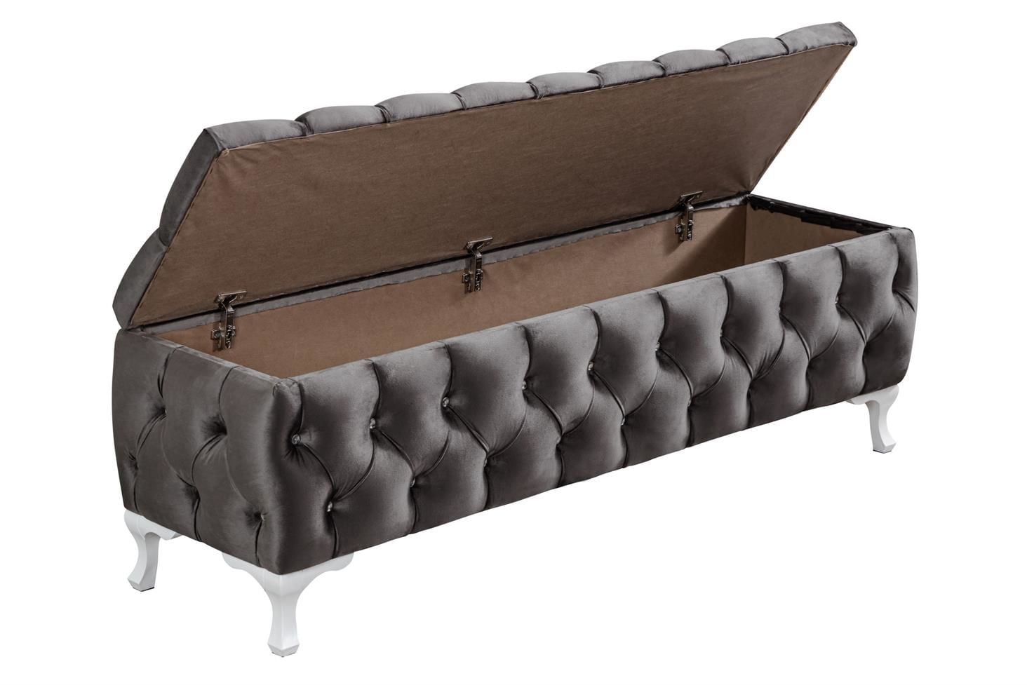 Yatak Ucu Pufu, Cappy Bench, Sandıklı Ayakucu Pufu Antrasit - 40x50x120