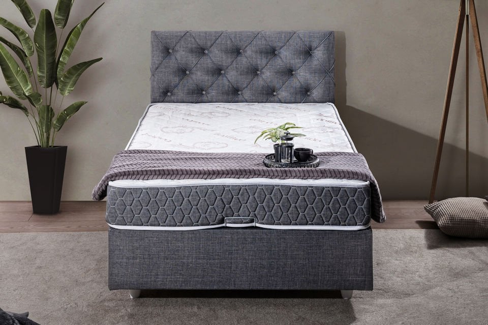 Eylül Baza Başlık Comfort Yatak Seti 90 x 190 - Antrasit