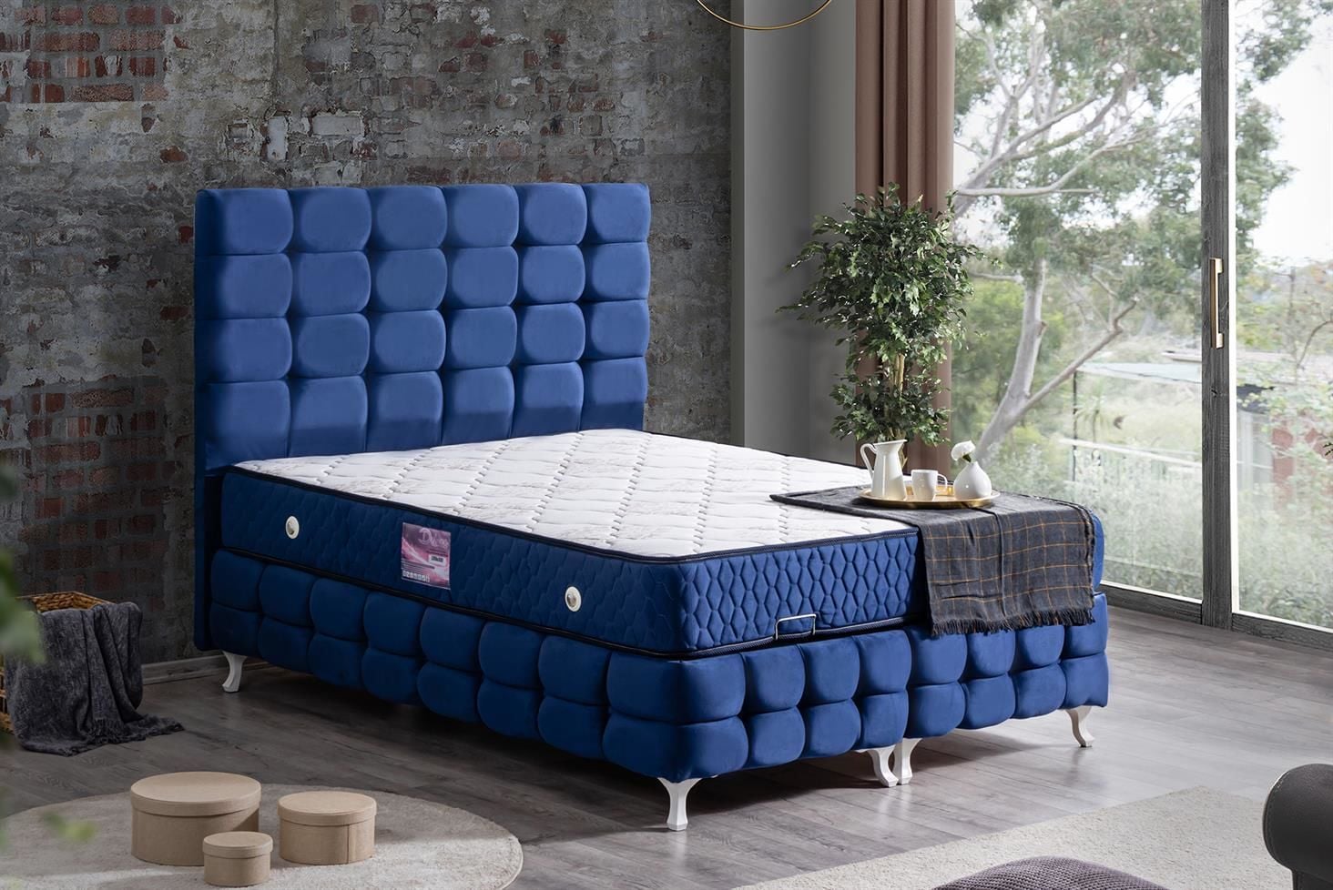 Duke Lux Baza Başlık Deluxe Yatak Seti 150 x 200 - Lacivert