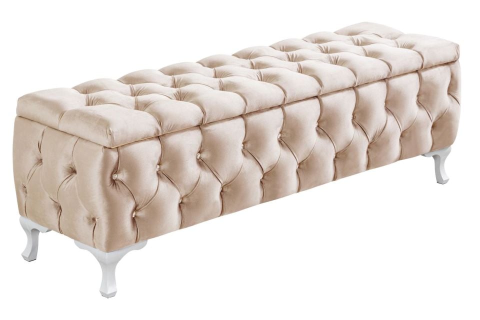 Yatak Ucu Pufu, Cappy Bench, Sandıklı Ayakucu Pufu Bej - 40x50x120