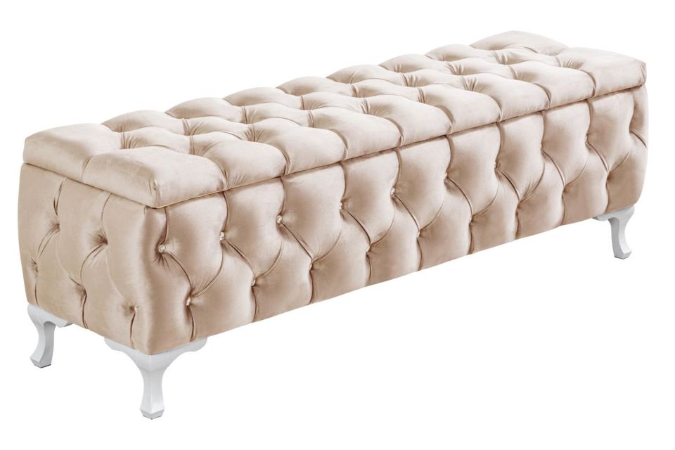 Yatak Ucu Pufu, Cappy Bench, Sandıklı Ayakucu Pufu Bej - 40x50x150