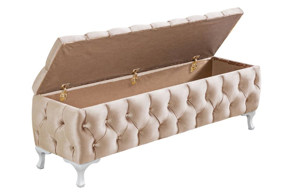 Yatak Ucu Pufu, Cappy Bench, Sandıklı Ayakucu Pufu Bej - 40x50x150