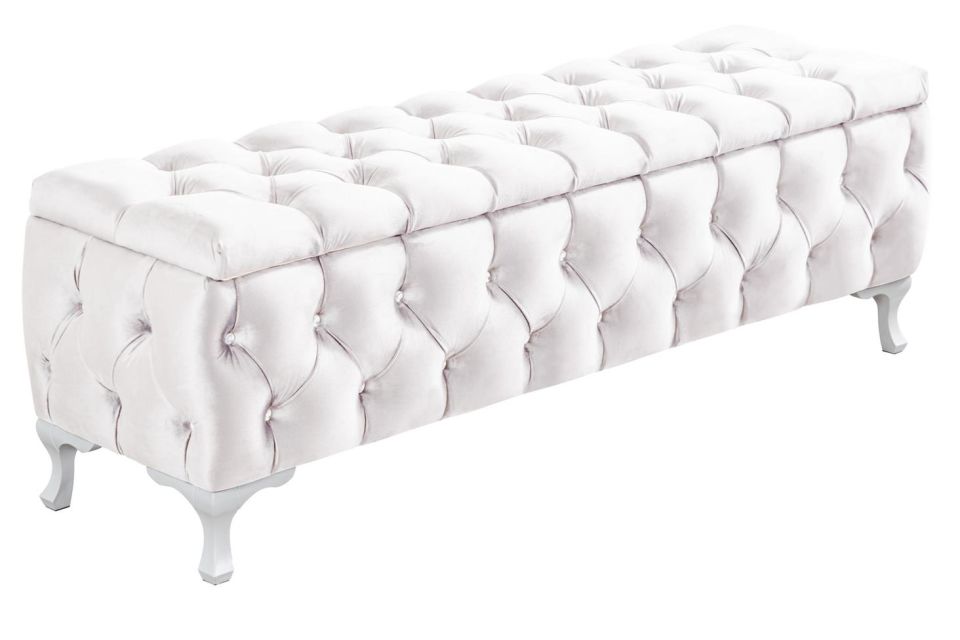 Yatak Ucu Pufu, Cappy Bench, Sandıklı Ayakucu Pufu Beyaz - 40x50x90
