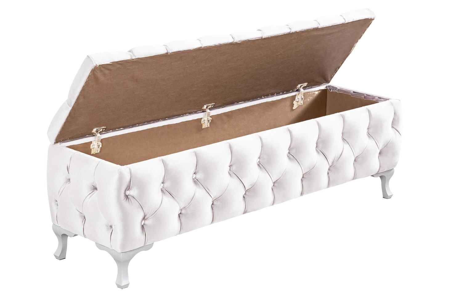 Yatak Ucu Pufu, Cappy Bench, Sandıklı Ayakucu Pufu Beyaz - 40x50x100