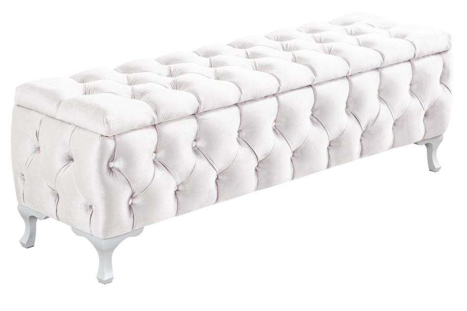 Yatak Ucu Pufu, Cappy Bench, Sandıklı Ayakucu Pufu Beyaz - 40x50x120