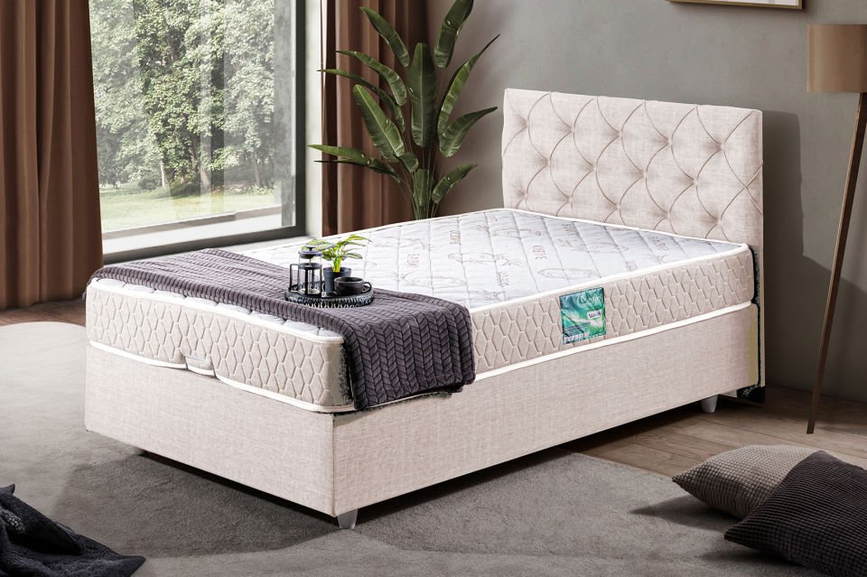Eylül Baza Başlık Comfort Yatak Seti 90 x 200 - Krem