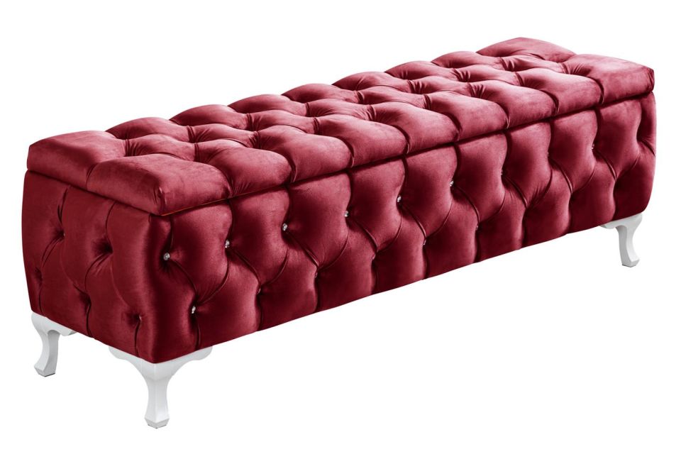 Yatak Ucu Pufu, Cappy Bench, Sandıklı Ayakucu Pufu Bordo - 40x50x140