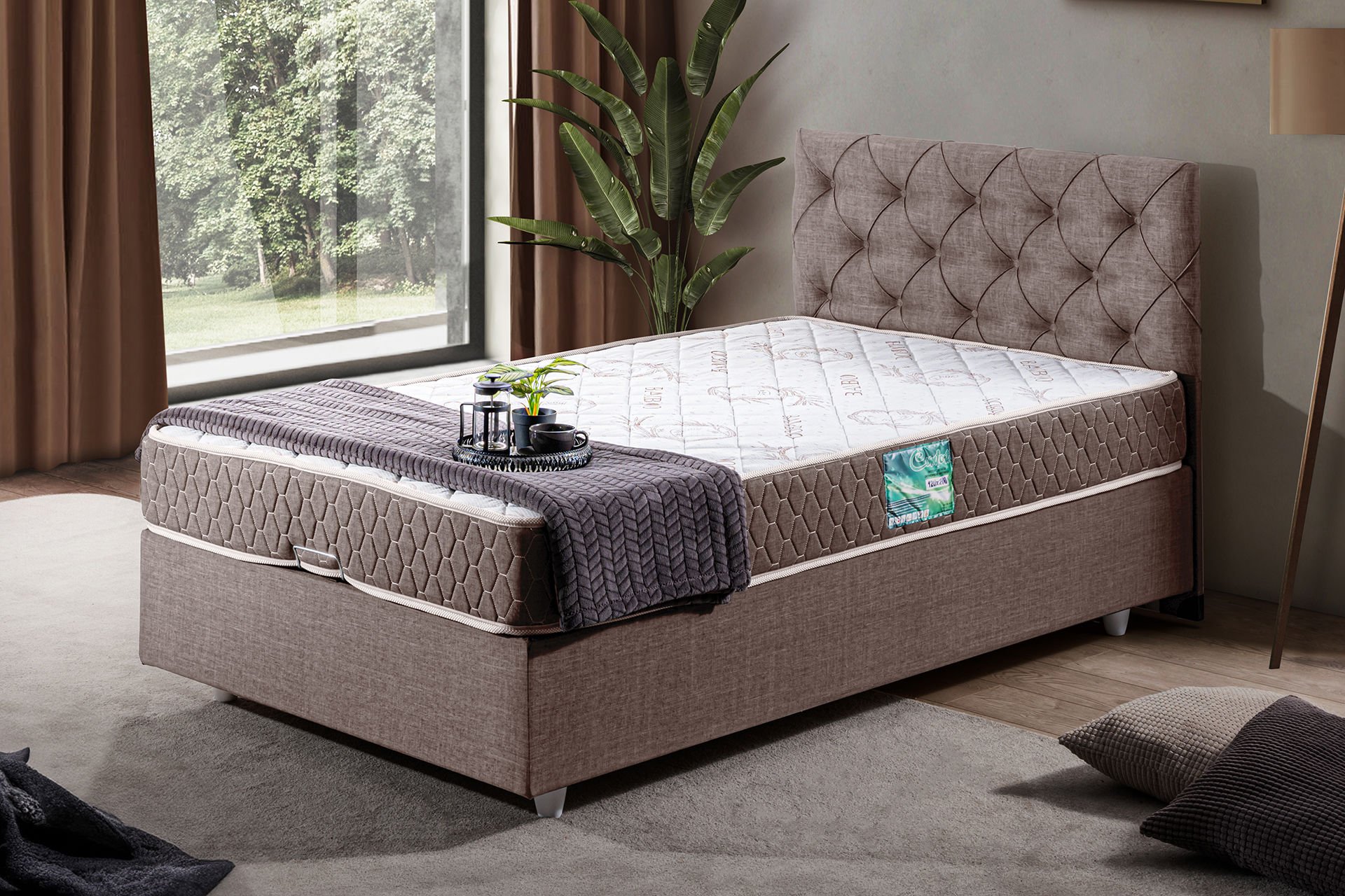 Eylül Baza Başlık Comfort Yatak Seti 100 x 200 - Kahve